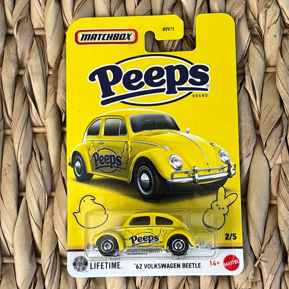 Peeps Bunny Rabbit 62 Volkswagen Beetle Yellow 1962 VW Bug Matchbox Car New